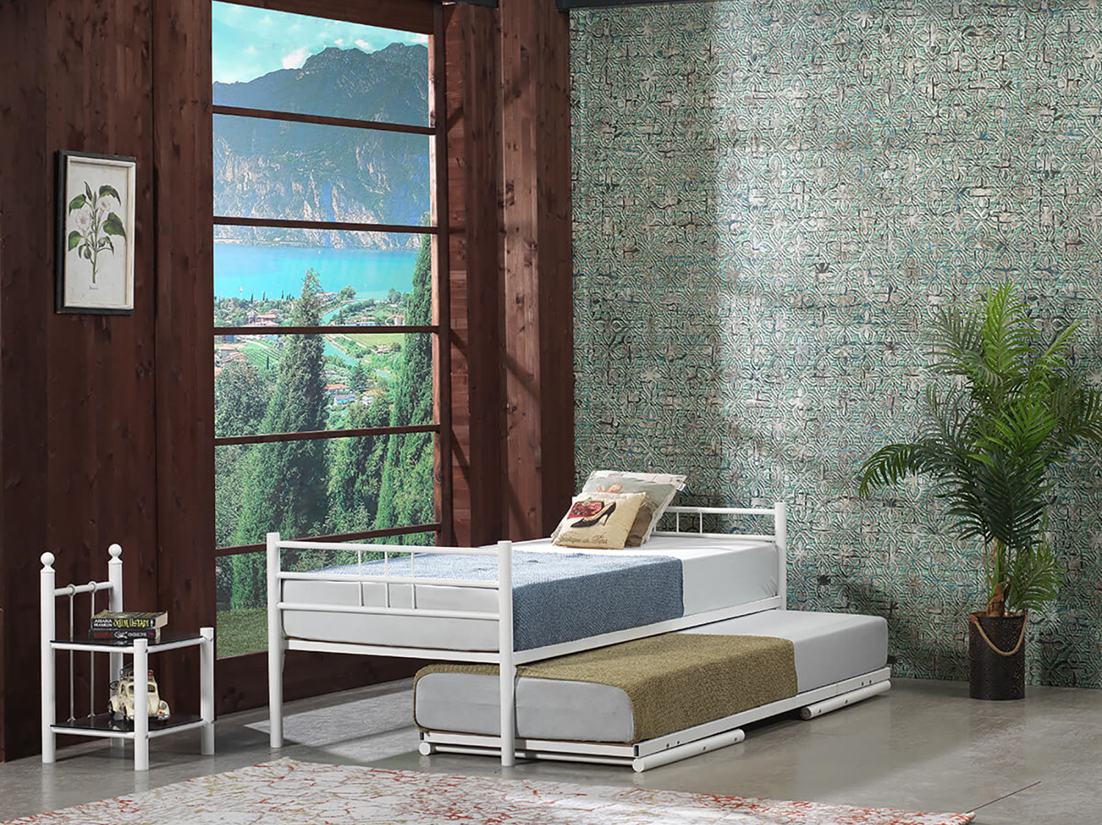 Ausziehbares Doppel Metallbett